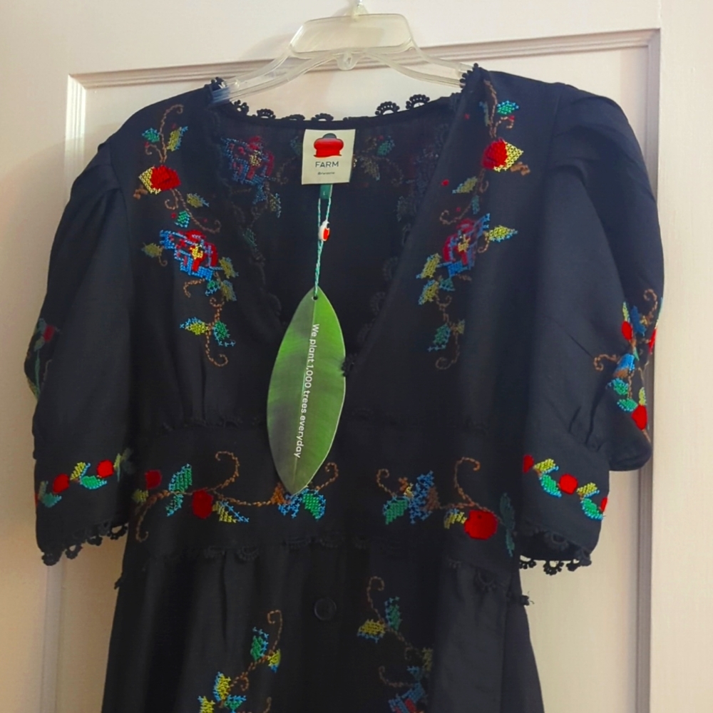 Farm Rio linen embroidery dress L